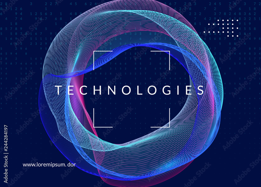 Big data background. Technology for visualization, artificial intelligence, deep learning and quantum computing. Design template for industry concept. Fractal big data backdrop.