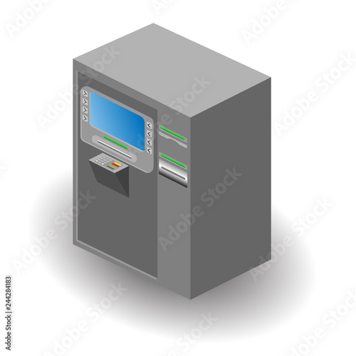 Isometric ATM. Vector illustration of cash machine