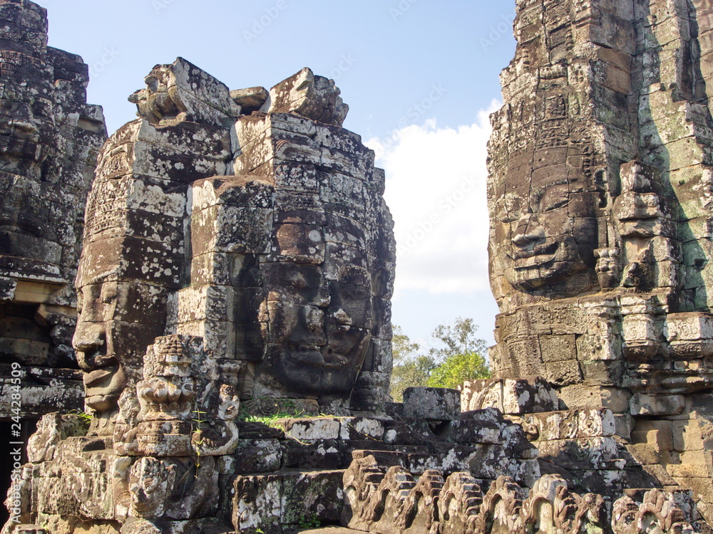 Faces of the Bayon temple in the Angkor Wat in Seam Reap City, Cambodia in 2012 , 9th  December.