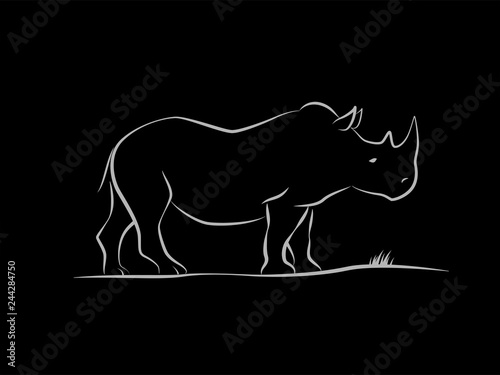simple silhouette contour rhino animal