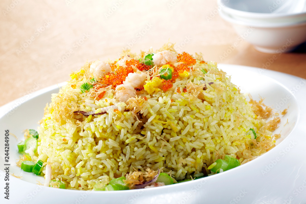 Delicious Chinese cuisine, shrimp and fish roe fried rice Delicious Chinese cuisine, shrimp and fish roe fried rice