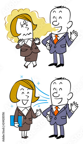 女性社員との会話　息が臭い場合と息が臭くない場合
