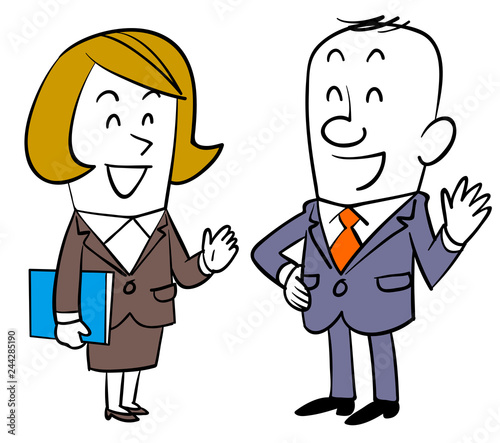 男性社員と女性社員の会話
