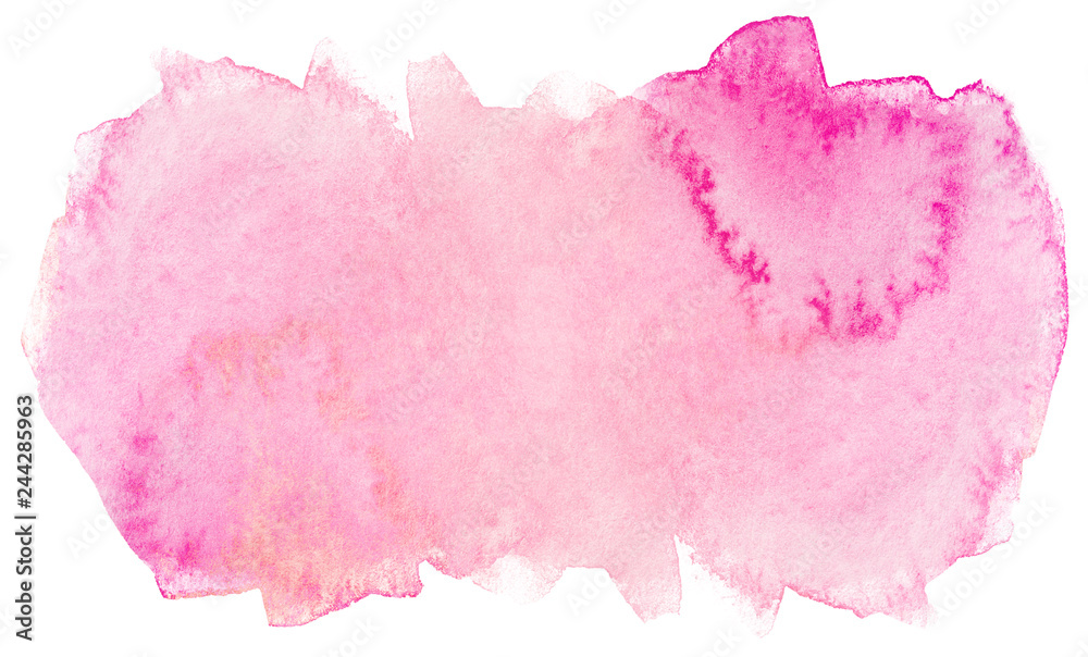 pink watercolor texture. blot on white background solid water color painting