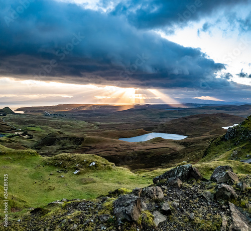 Fototapeta Naklejka Na Ścianę i Meble -  Sunrise over the Quiraing on the Isle of Skye in Scotland - United Kingdom