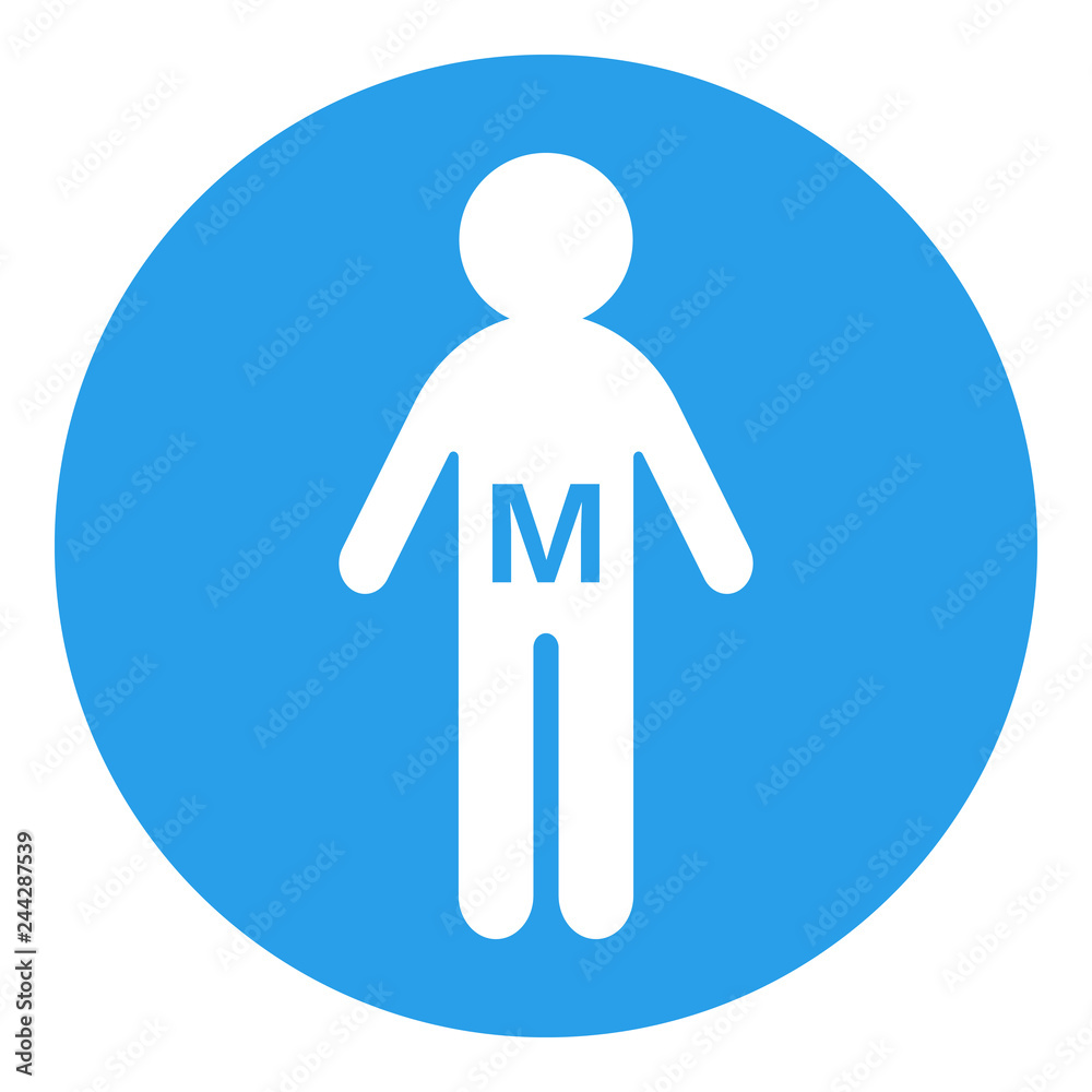 Man silhouette with letter M. Vector icon. Man silhouette with letter M. Vector icon.