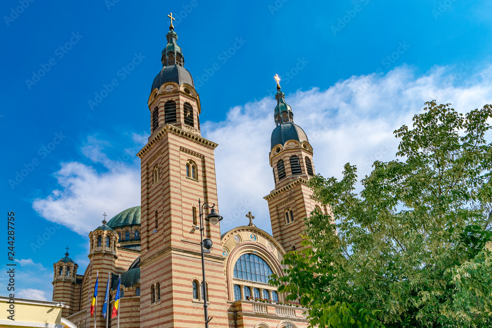 Sibiu, Romania - Holy Trinity Cathedral on a sunny summer day in Sibiu, Romania