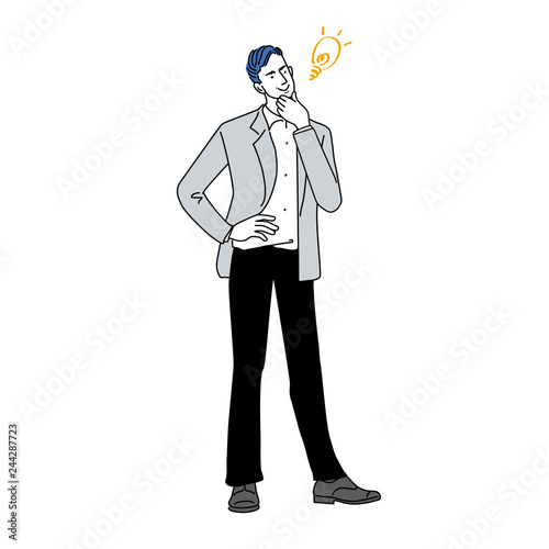  ビジネス　ひらめく男性　コンセプト　イラスト　