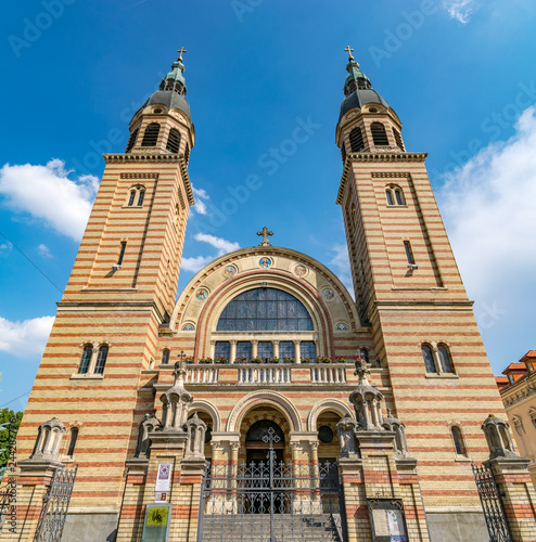 Sibiu, Romania - Holy Trinity Cathedral on a sunny summer day in Sibiu, Romania