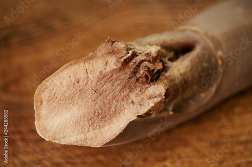 Beef tongue, cooked and cut