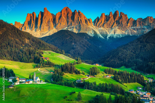 Beautiful spring landscape with Santa Maddalena village, Dolomites, Italy, Europe