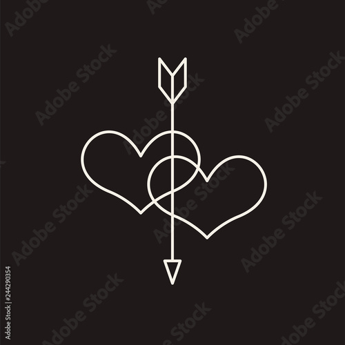 Linear illustration of an icon of two hearts