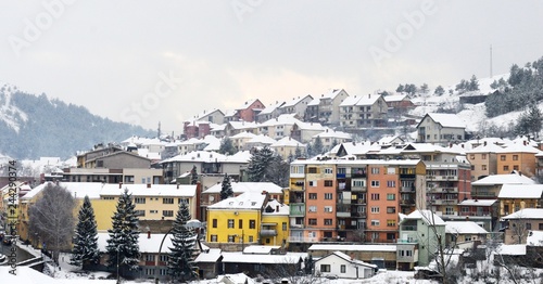 landscape of the city in the snow