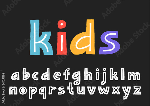 Vector lowercase display alphabet with textured border and the line inside the letters