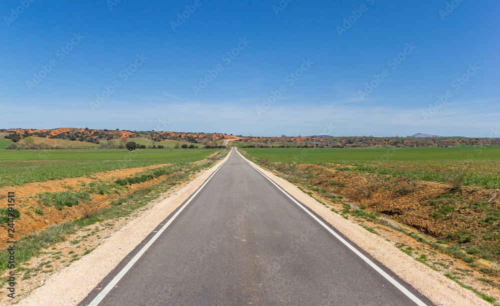 Narrow road in Castilla y Leon near Ayllon, Spain