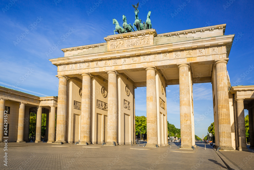 The Brandenburg Gate in Berlin at amazing sunrise, Germany