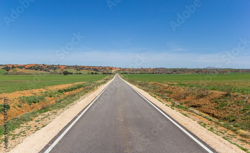 Narrow road in Castilla y Leon near Ayllon, Spain