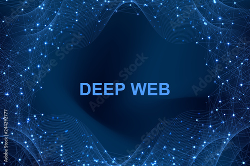 Futuristic abstract vector background blockchain technology. Peer to peer network business concept. Global cryptocurrency blockchain vector banner. Wave flow.