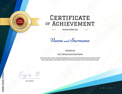 Modern certificate template with elegant border frame, Diploma design for graduation or completion