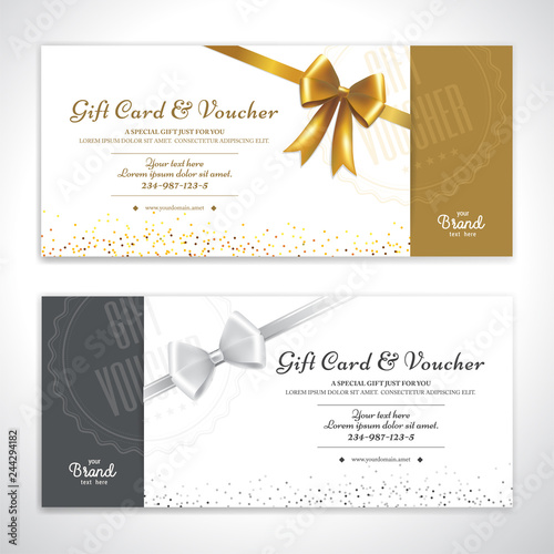 Gift certificate, voucher, gift card or cash coupon template in vector format