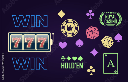 Lucky seven jackpot. Casino vector sign set. Slot machine vector