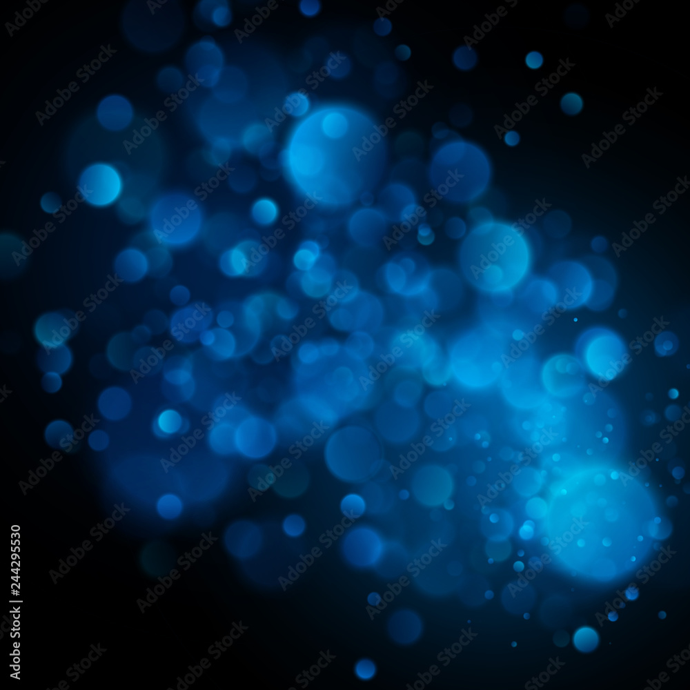 Abstract defocused circular blue bokeh on dark background. EPS 10 Abstract defocused circular blue bokeh on dark background. EPS 10