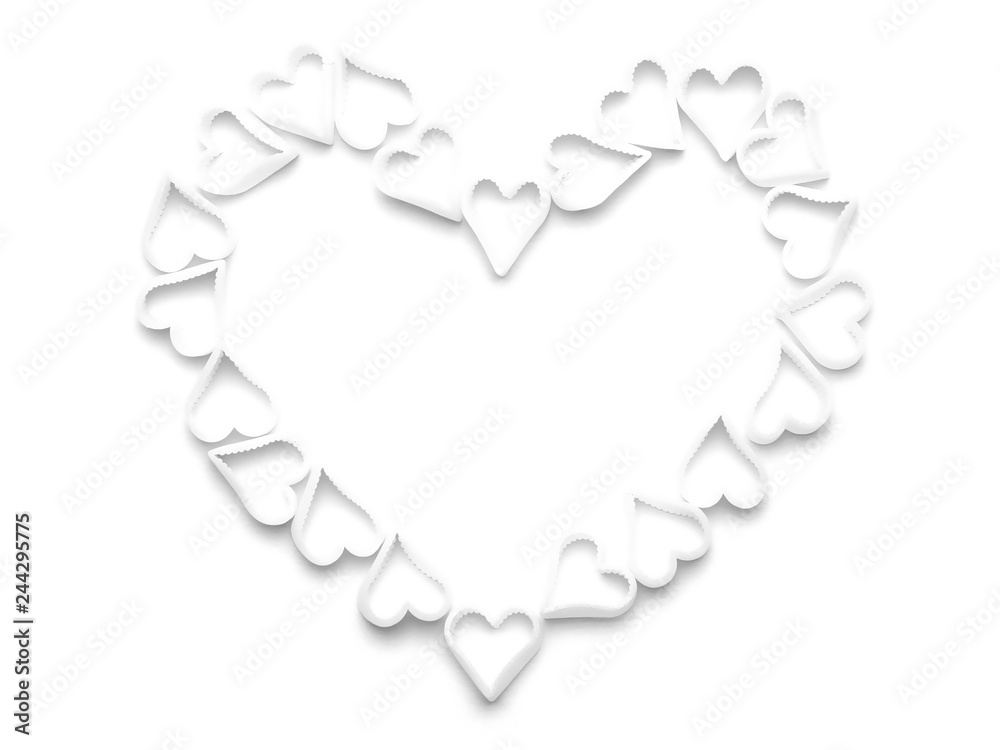 Heart from small white hearts on a white background for Valentine's Day Heart from small white hearts on a white background for Valentine's Day