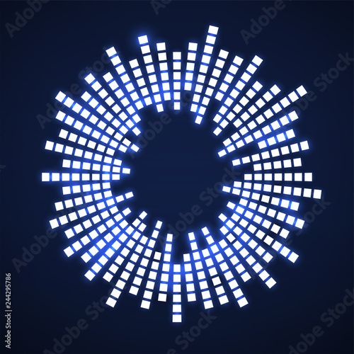 Abstract sound audio waves, equalizer wave circle. Vector logo