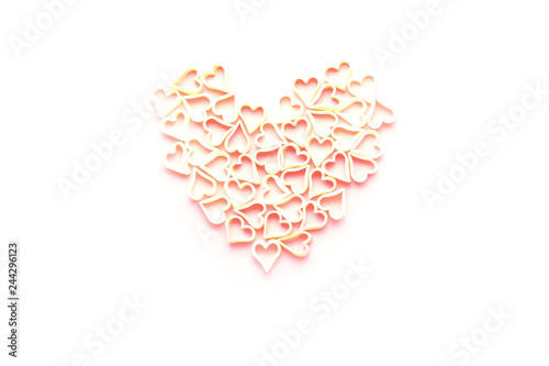 Heart from small white hearts on a white background for Valentine's Day