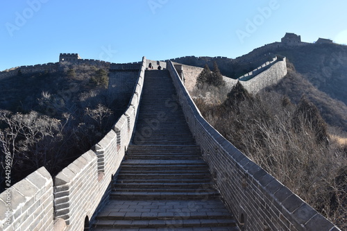 Panorama of the Great Wall in Jinshanling in winter near Beijing in China © places-4-you