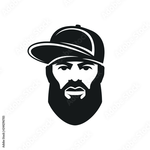 The bearded rapper man in a cap. Hip Hop icon
