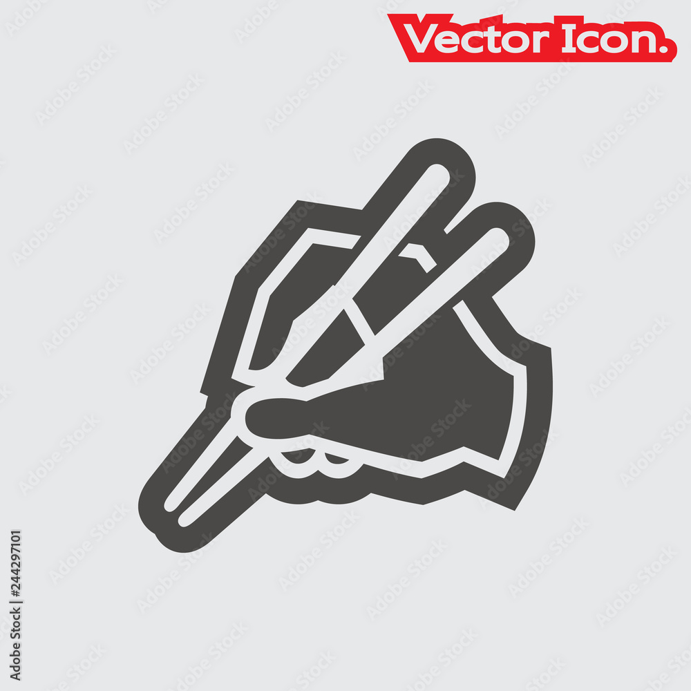 Chopsticks icon isolated sign symbol and flat style for app, web and digital design. Vector illustration.