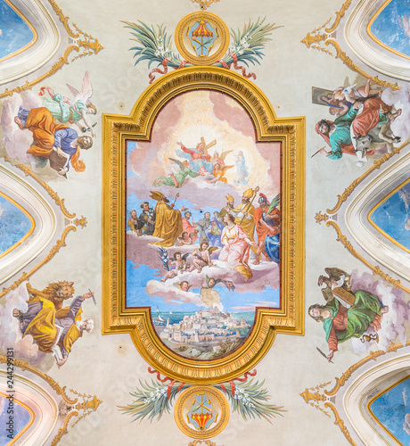 Frescoed vault in the Cathedral of Santa Maria Assunta. Amelia, province of Terni, Umbria, Italy.