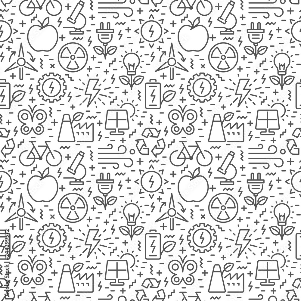 Seamless pattern with ecology related elements. Vector eps 8