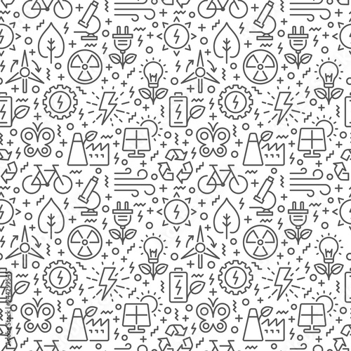 Seamless pattern with ecology related elements. Vector eps 8