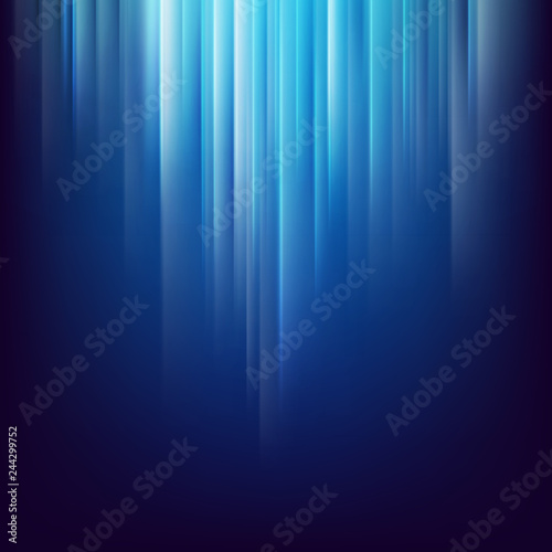 Abstract dark space background with glowing blue light lines. EPS 10