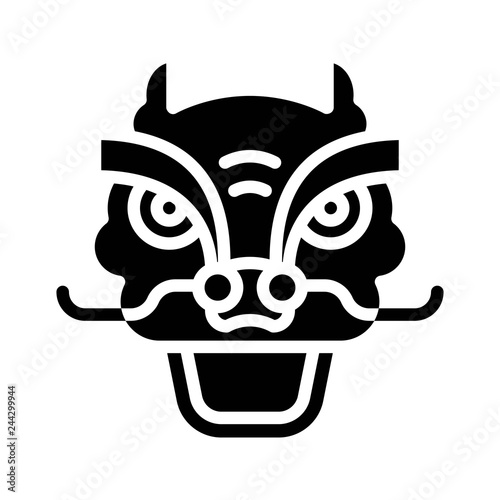 Dragon dance head vector, Chinese lunar new year solid icon