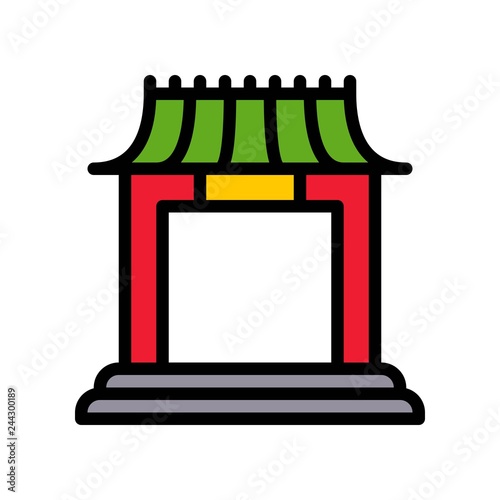 Chinese architectural arch vector, Chinese lunar new year filled outline icon