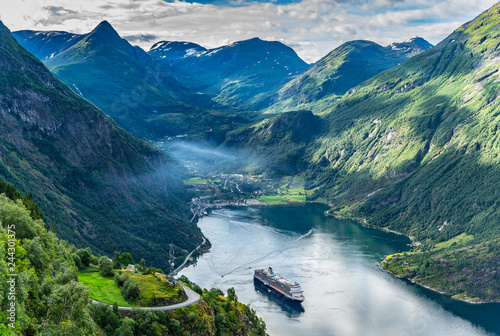 Norway, panorama view on Geiranger bay