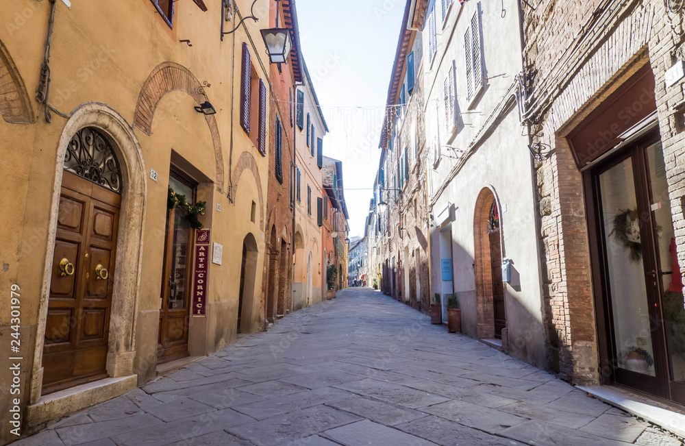 Empty streets of Montalcino. .