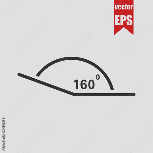 Angle of 160 degrees icon.Vector illustration.