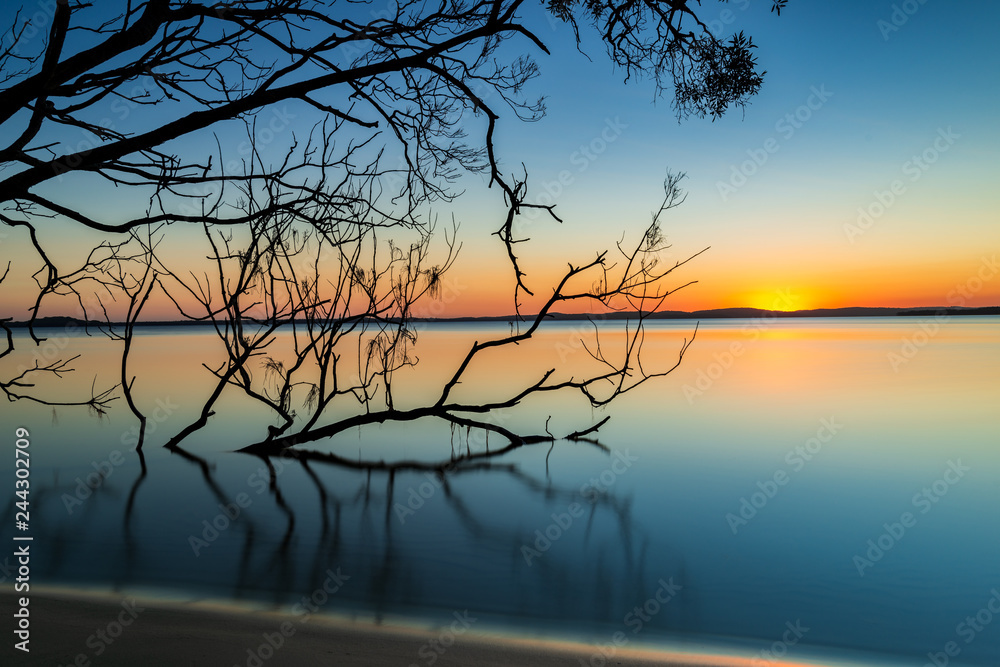 Sunset over calm water. Myall Lakes, Australia Sunset over calm water. Myall Lakes, Australia