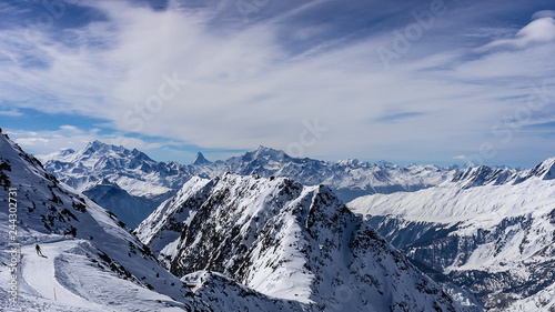 View on snow alps, from Eggishorn to Matternhorn 
