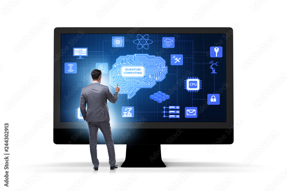 Concept of quantum computing with businessman Concept of quantum computing with businessman