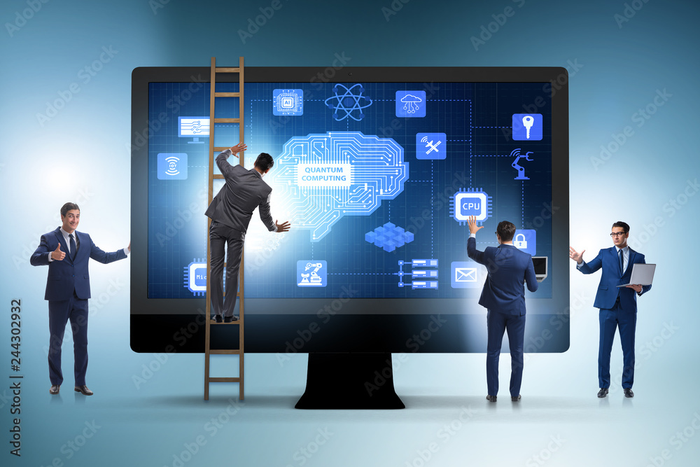 Concept of quantum computing with businessman Concept of quantum computing with businessman