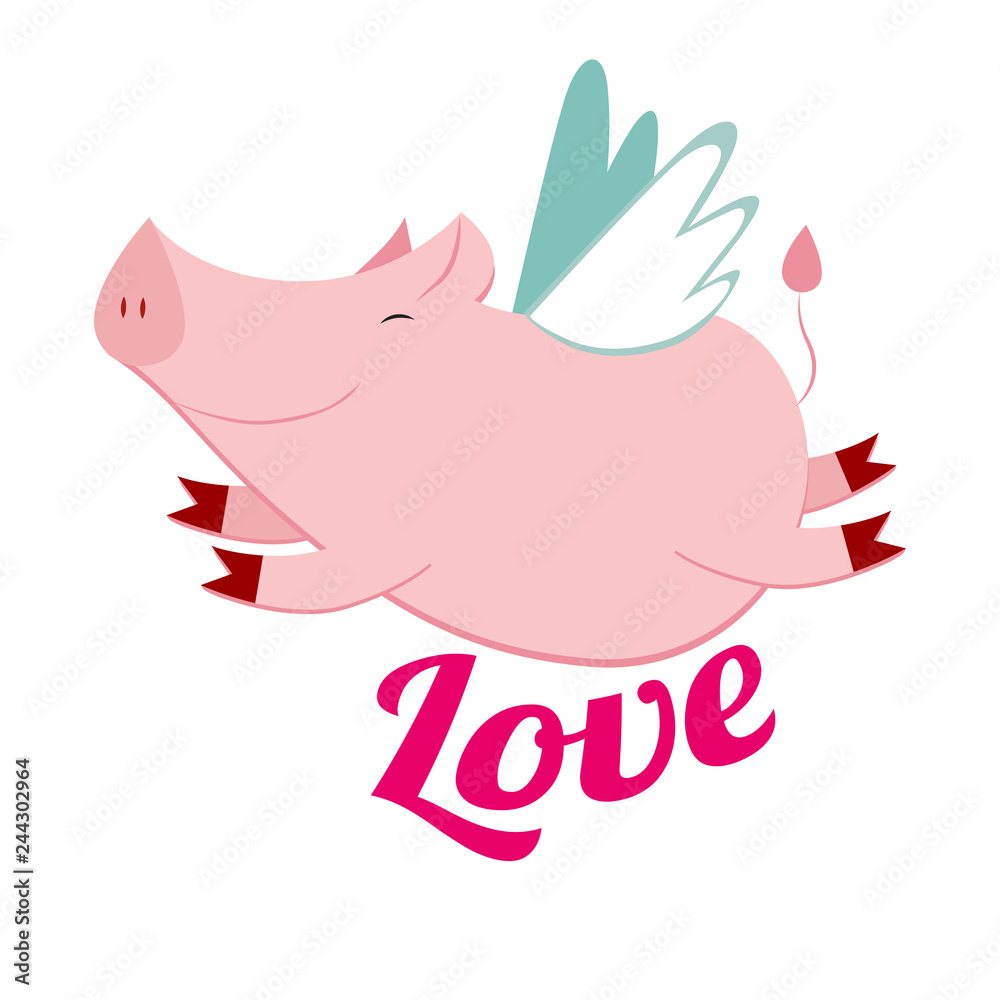 Fototapeta premium cute flying pig