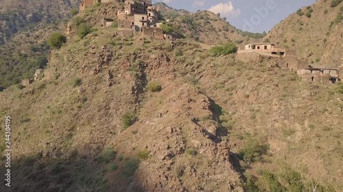 Stunning 4k riseup drone aerial footage of abandoned ghost town of Roghudi Vecchia, Calabria, Italy.