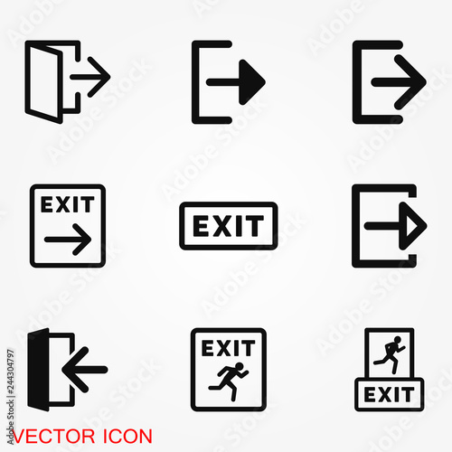 The exit icon. Logout and output, outlet, out symbol. Vector logo photo