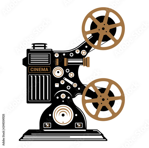 Vintage film projector vector illustration.