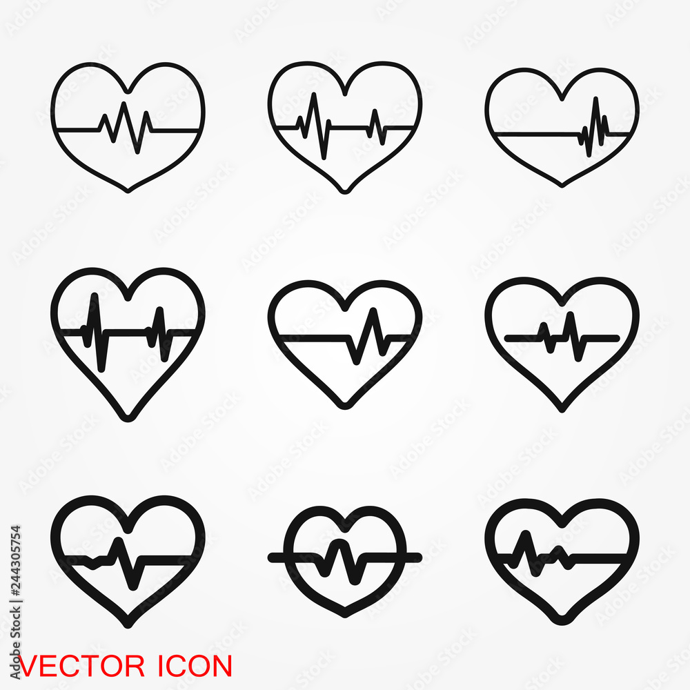 Heartbeat icon logo, illustration, vector sign symbol for design Heartbeat icon logo, illustration, vector sign symbol for design